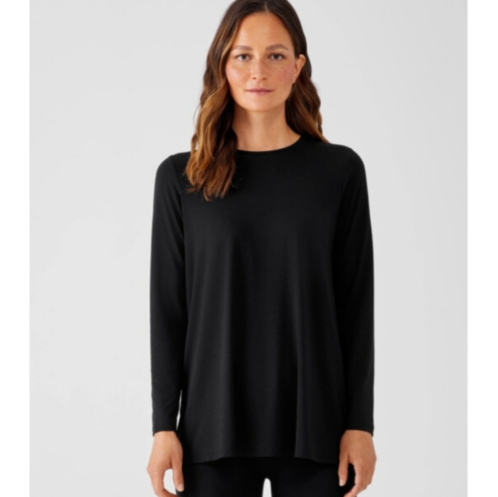 Eileen‎ Fisher Black Long Sleeve Jersey Top